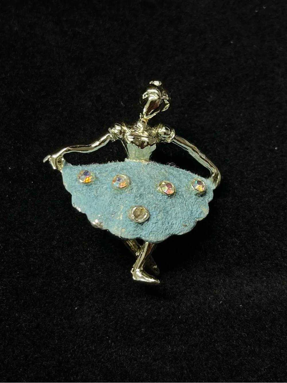 Ballerina Brooch Blue Tutu Rhinestone Pin